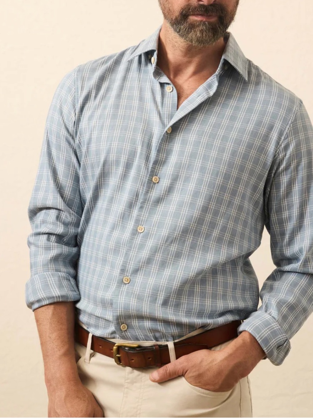 Faherty Men's Movement Monterry Shirt South Island Plaid LARGE NWT